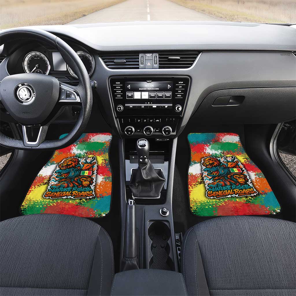 Senegal Car Mats with Colorful Wildlife Graffiti and Nature Rises Roars Design - Wonder Print Shop