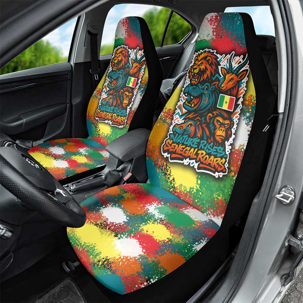 Senegal Car Seat Cover with Colorful Wildlife Graffiti and Nature Rises Roars Design - Wonder Print Shop