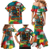 Senegal Family Matching Mermaid Dress and Hawaiian Shirt with Colorful Wildlife Graffiti and Nature Rises Roars Design - Wonder Print Shop