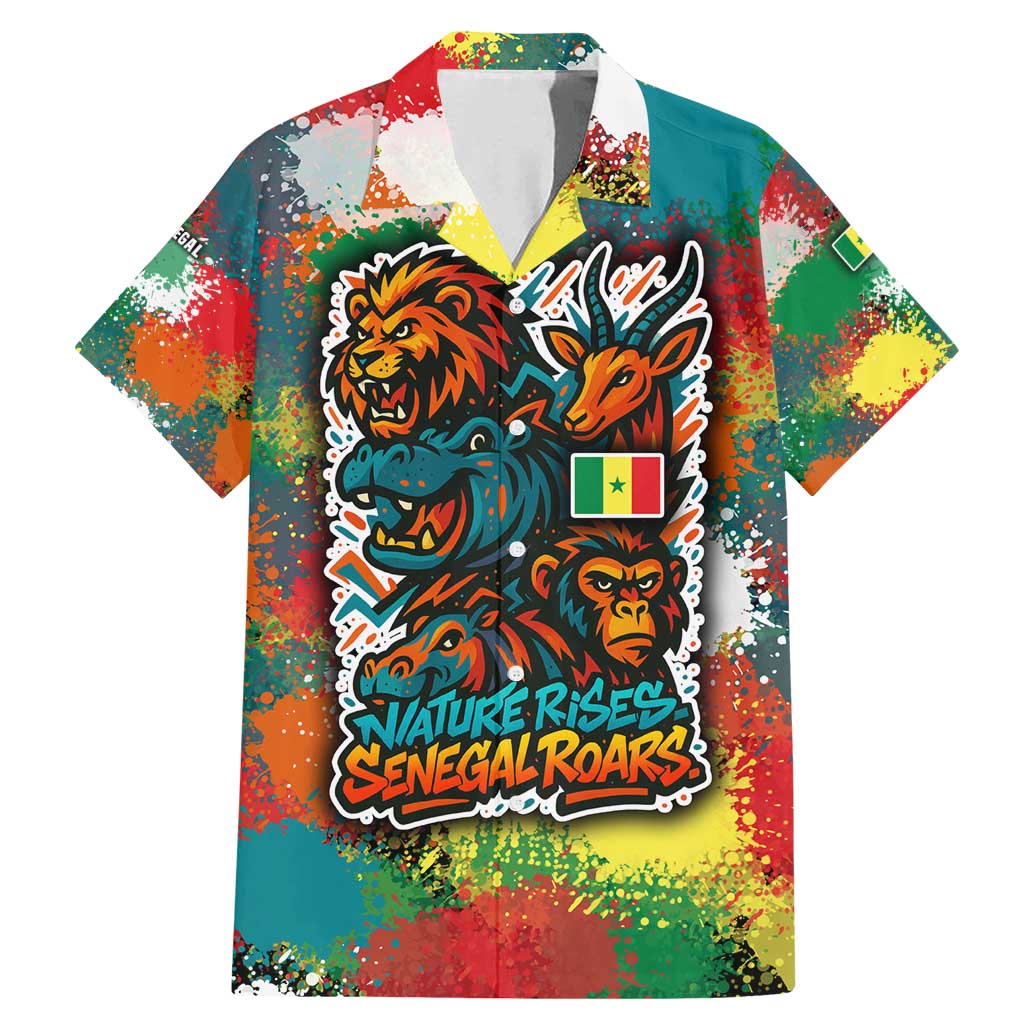 Senegal Family Matching Mermaid Dress and Hawaiian Shirt with Colorful Wildlife Graffiti and Nature Rises Roars Design - Wonder Print Shop