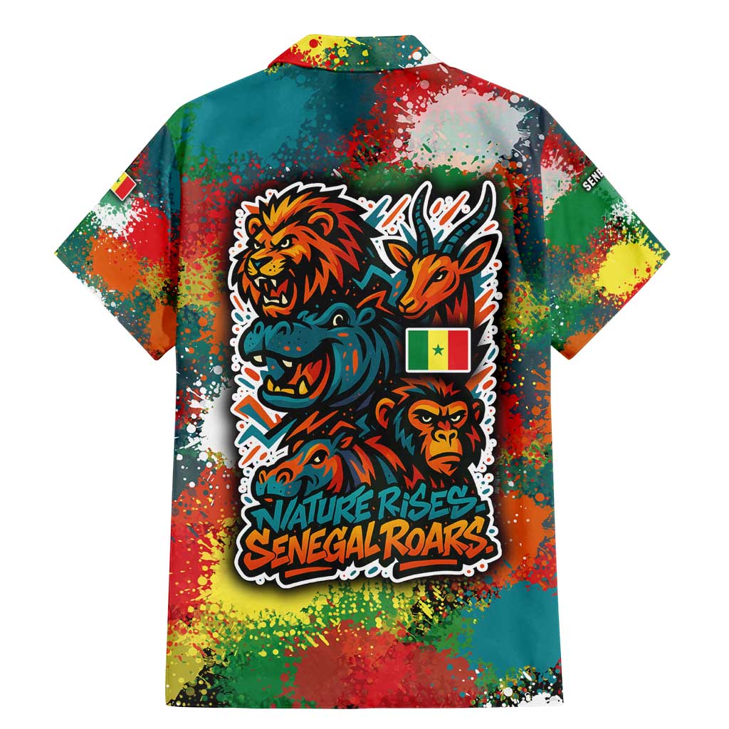 Senegal Family Matching Mermaid Dress and Hawaiian Shirt with Colorful Wildlife Graffiti and Nature Rises Roars Design - Wonder Print Shop