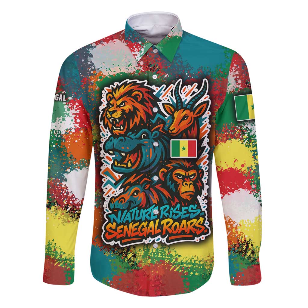 Senegal Family Matching Mermaid Dress and Hawaiian Shirt with Colorful Wildlife Graffiti and Nature Rises Roars Design - Wonder Print Shop