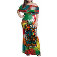 Senegal Family Matching Off Shoulder Maxi Dress and Hawaiian Shirt with Colorful Wildlife Graffiti and Nature Rises Roars Design - Wonder Print Shop