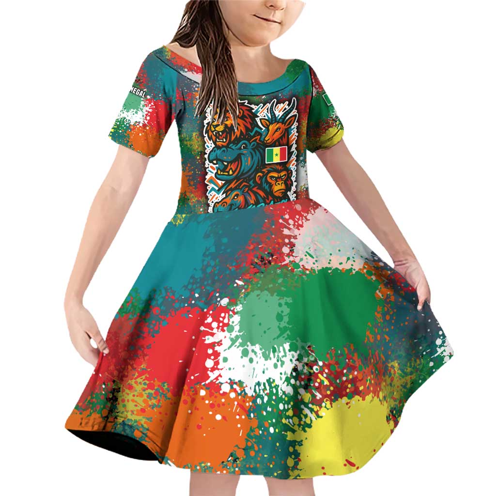 Senegal Family Matching Off Shoulder Short Dress and Hawaiian Shirt with Colorful Wildlife Graffiti and Nature Rises Roars Design - Wonder Print Shop