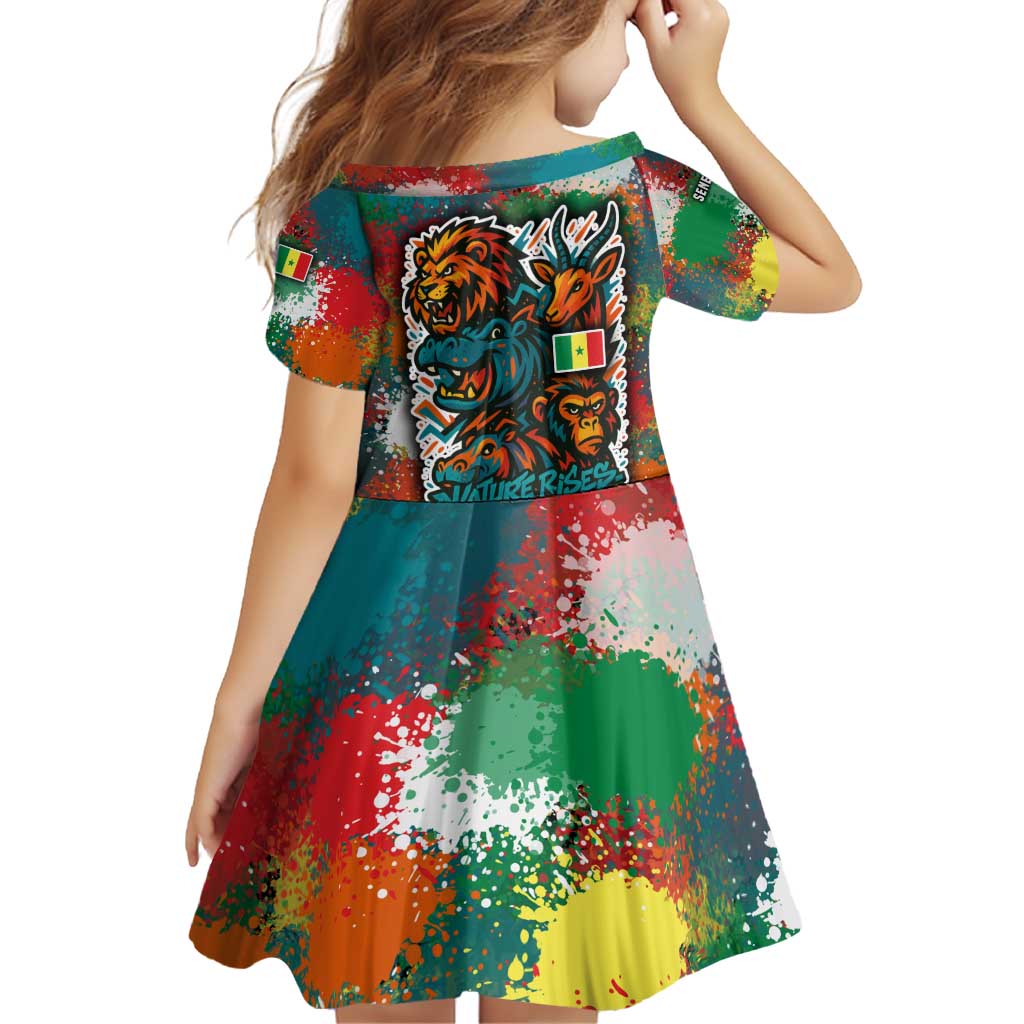 Senegal Family Matching Off Shoulder Short Dress and Hawaiian Shirt with Colorful Wildlife Graffiti and Nature Rises Roars Design - Wonder Print Shop