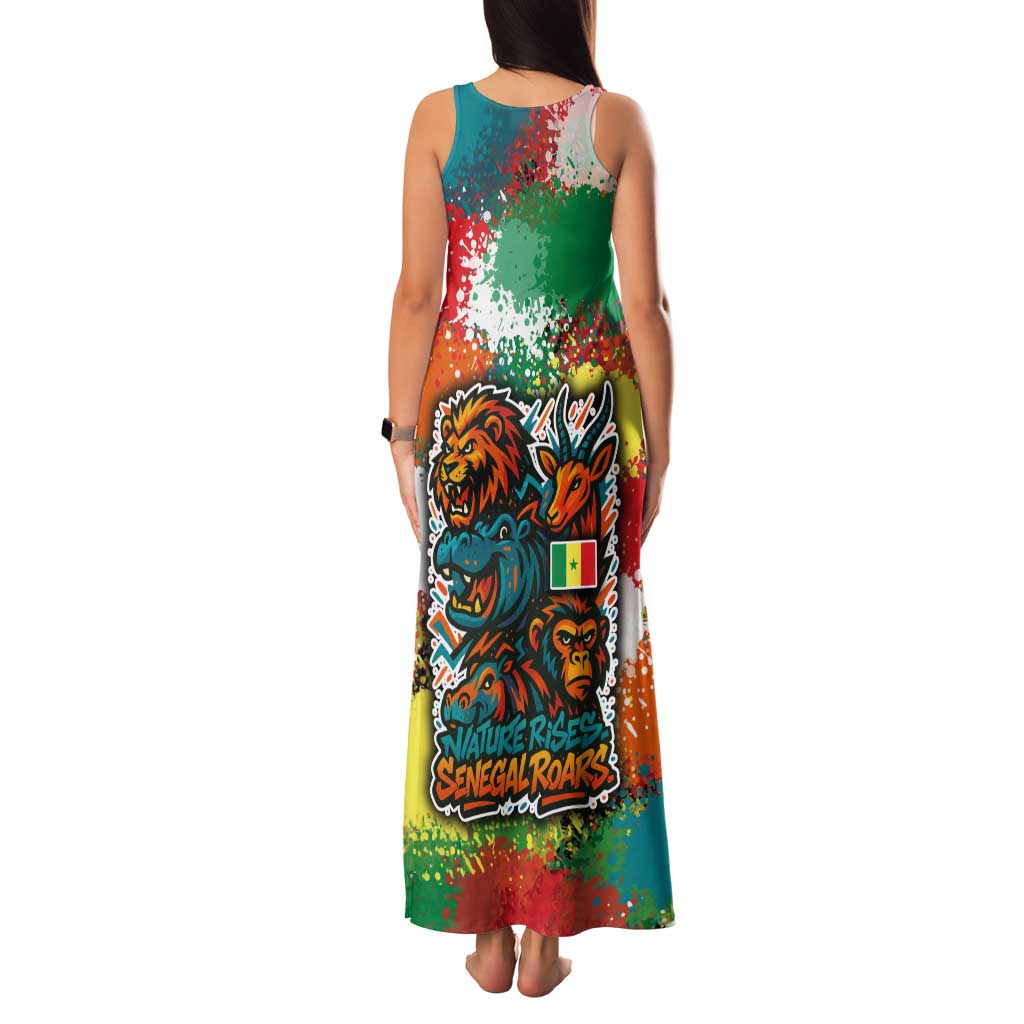 Senegal Family Matching Tank Maxi Dress and Hawaiian Shirt with Colorful Wildlife Graffiti and Nature Rises Roars Design - Wonder Print Shop