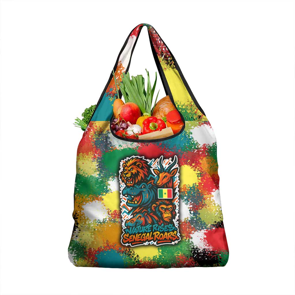Senegal Grocery Bag with Colorful Wildlife Graffiti and Nature Rises Roars Design - Wonder Print Shop