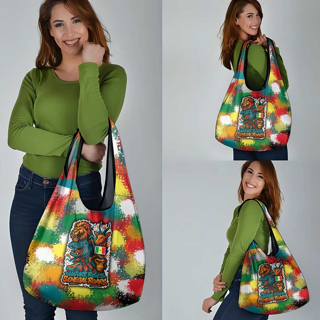 Senegal Grocery Bag with Colorful Wildlife Graffiti and Nature Rises Roars Design - Wonder Print Shop