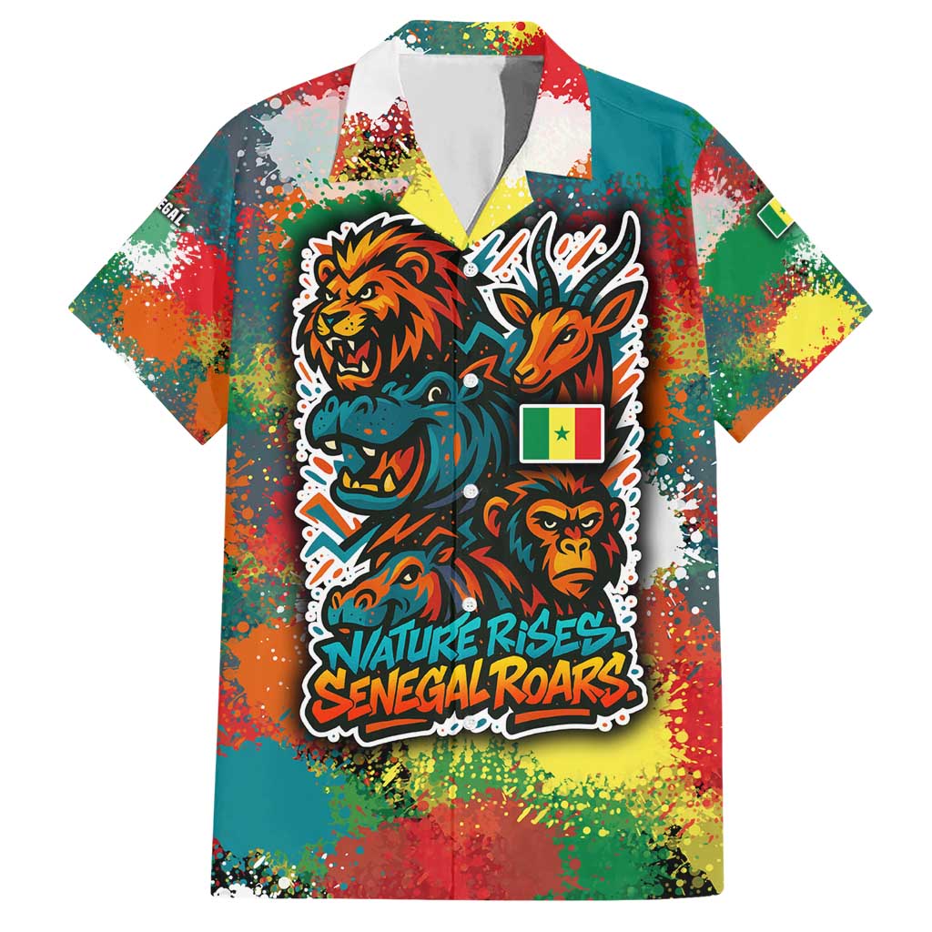 Senegal Hawaiian Shirt with Colorful Wildlife Graffiti and Nature Rises Roars Design - Wonder Print Shop