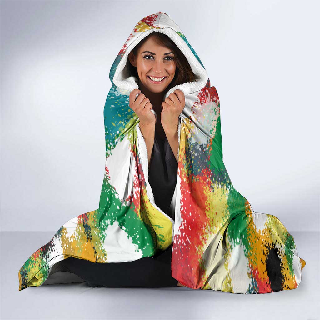 Senegal Hooded Blanket with Colorful Wildlife Graffiti and Nature Rises Roars Design - Wonder Print Shop