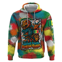 Senegal Hoodie with Colorful Wildlife Graffiti and Nature Rises Roars Design - Wonder Print Shop