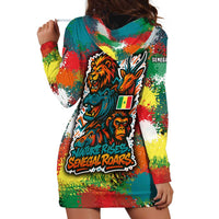 Senegal Hoodie Dress with Colorful Wildlife Graffiti and Nature Rises Roars Design - Wonder Print Shop
