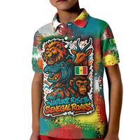 Senegal Kid Polo Shirt with Colorful Wildlife Graffiti and Nature Rises Roars Design - Wonder Print Shop