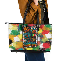 Senegal Leather Tote Bag with Colorful Wildlife Graffiti and Nature Rises Roars Design - Wonder Print Shop