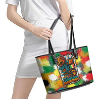 Senegal Leather Tote Bag with Colorful Wildlife Graffiti and Nature Rises Roars Design - Wonder Print Shop