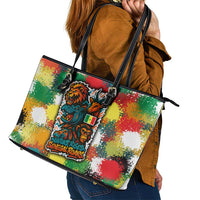 Senegal Leather Tote Bag with Colorful Wildlife Graffiti and Nature Rises Roars Design - Wonder Print Shop