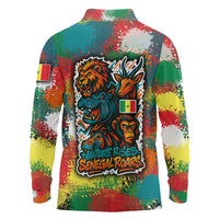 Senegal Long Sleeve Polo Shirt with Colorful Wildlife Graffiti and Nature Rises Roars Design - Wonder Print Shop