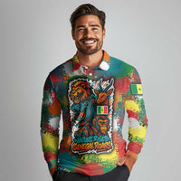 Senegal Long Sleeve Polo Shirt with Colorful Wildlife Graffiti and Nature Rises Roars Design - Wonder Print Shop