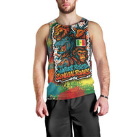 Senegal Men Tank Top with Colorful Wildlife Graffiti and Nature Rises Roars Design - Wonder Print Shop