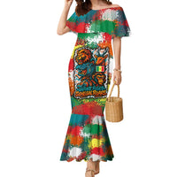 Senegal Mermaid Dress with Colorful Wildlife Graffiti and Nature Rises Roars Design - Wonder Print Shop