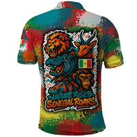 Senegal Polo Shirt with Colorful Wildlife Graffiti and Nature Rises Roars Design - Wonder Print Shop