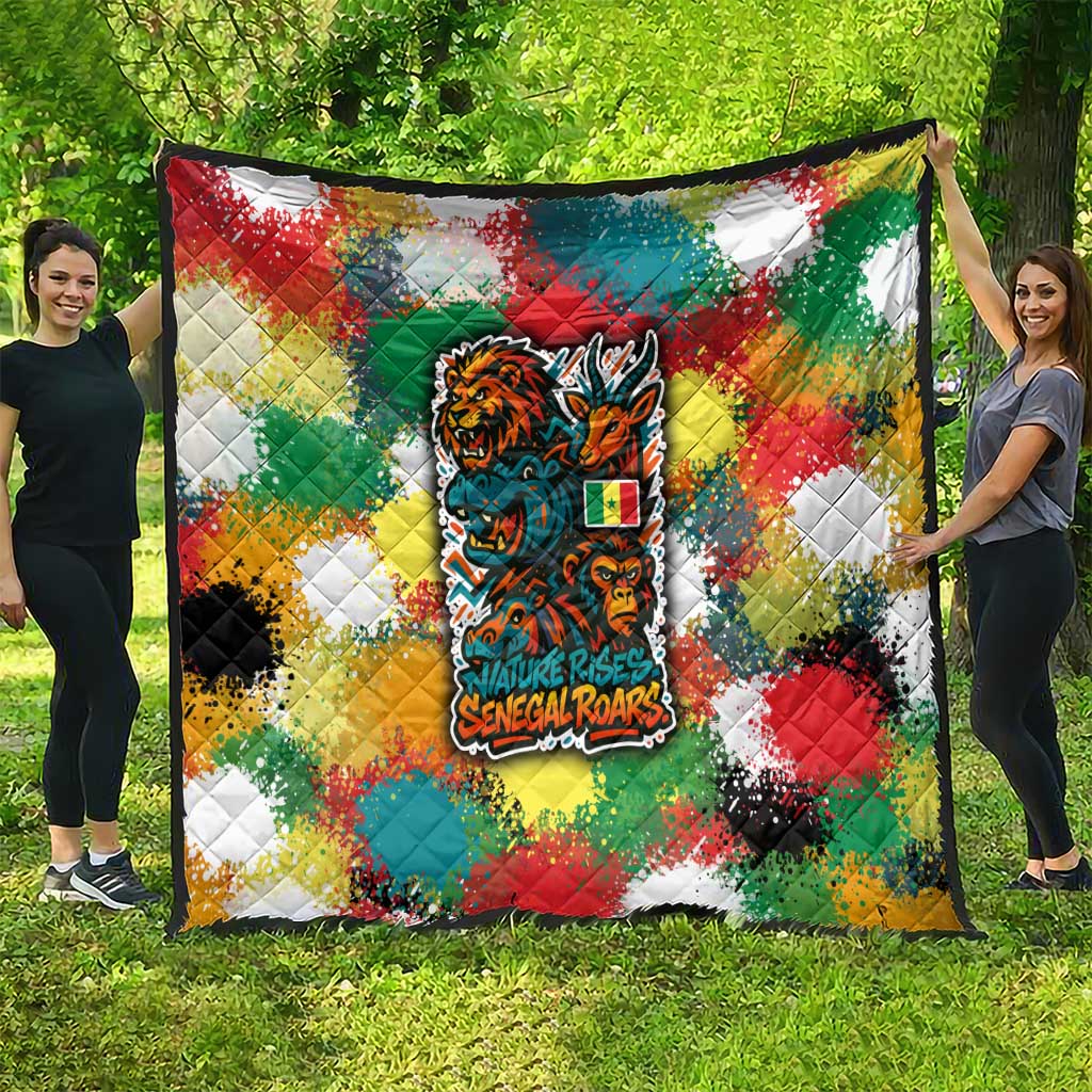 Senegal Quilt with Colorful Wildlife Graffiti and Nature Rises Roars Design - Wonder Print Shop