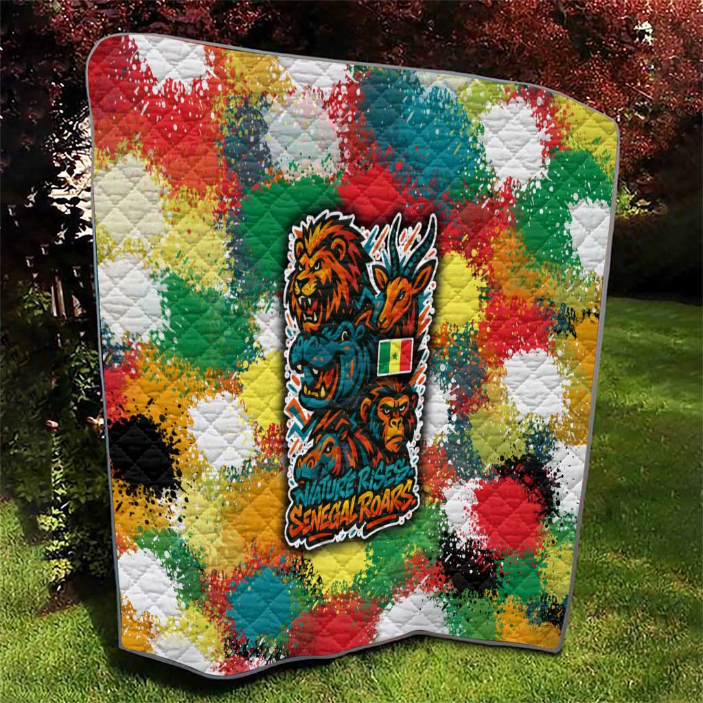 Senegal Quilt with Colorful Wildlife Graffiti and Nature Rises Roars Design - Wonder Print Shop