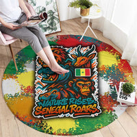 Senegal Round Carpet with Colorful Wildlife Graffiti and Nature Rises Roars Design - Wonder Print Shop