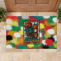 Senegal Rubber Doormat with Colorful Wildlife Graffiti and Nature Rises Roars Design - Wonder Print Shop