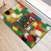 Senegal Rubber Doormat with Colorful Wildlife Graffiti and Nature Rises Roars Design - Wonder Print Shop