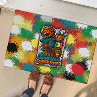 Senegal Rubber Doormat with Colorful Wildlife Graffiti and Nature Rises Roars Design - Wonder Print Shop
