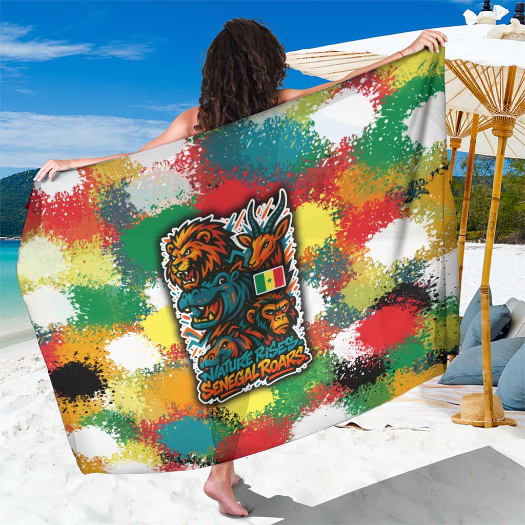 Senegal Sarong with Colorful Wildlife Graffiti and Nature Rises Roars Design - Wonder Print Shop