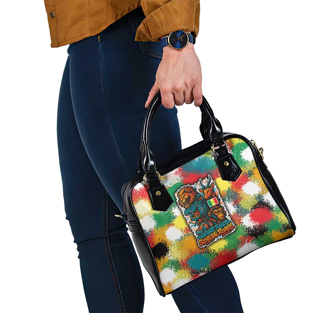 Senegal Shoulder Handbag with Colorful Wildlife Graffiti and Nature Rises Roars Design - Wonder Print Shop