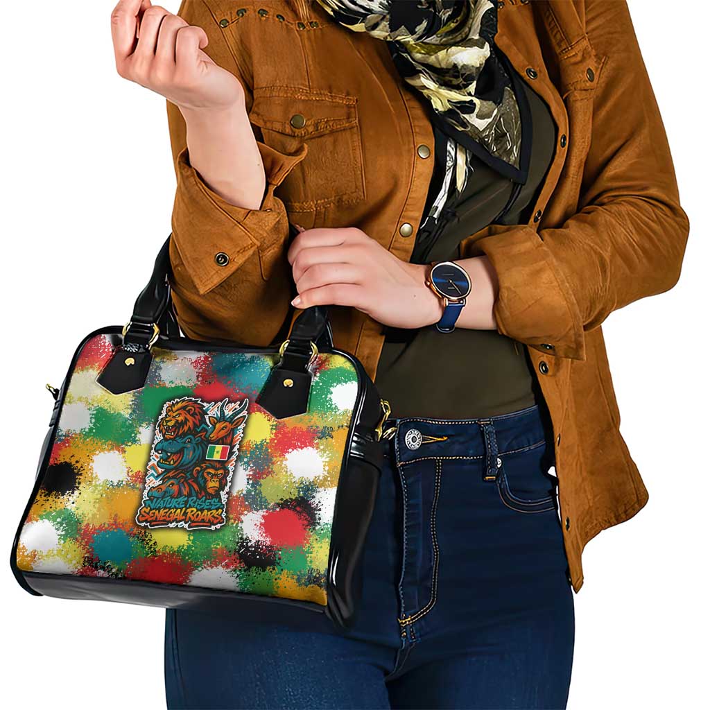 Senegal Shoulder Handbag with Colorful Wildlife Graffiti and Nature Rises Roars Design - Wonder Print Shop