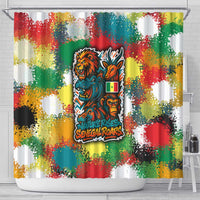 Senegal Shower Curtain with Colorful Wildlife Graffiti and Nature Rises Roars Design - Wonder Print Shop