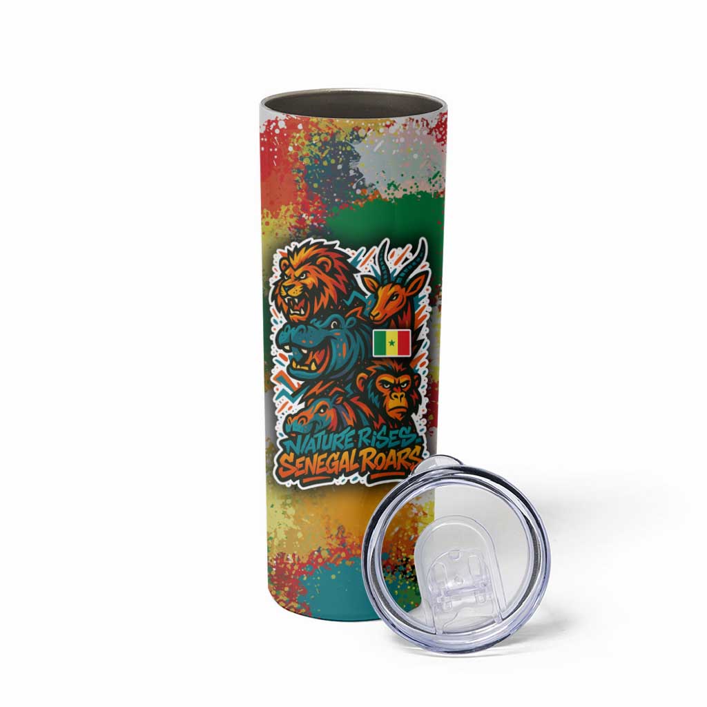 Senegal Skinny Tumbler with Colorful Wildlife Graffiti and Nature Rises Roars Design - Wonder Print Shop