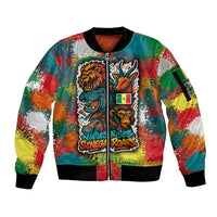 Senegal Sleeve Zip Bomber Jacket with Colorful Wildlife Graffiti and Nature Rises Roars Design - Wonder Print Shop