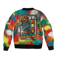 Senegal Sleeve Zip Bomber Jacket with Colorful Wildlife Graffiti and Nature Rises Roars Design - Wonder Print Shop