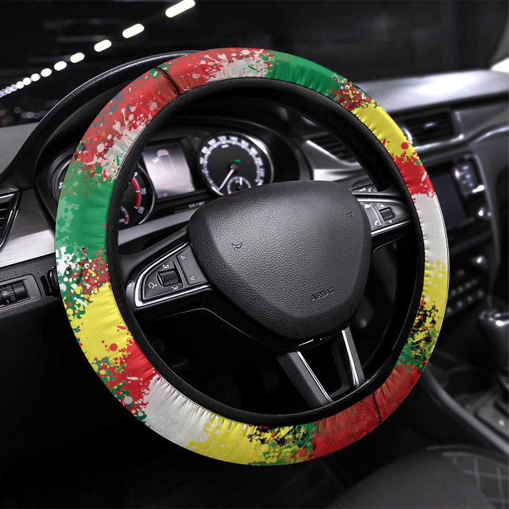 Senegal Steering Wheel Cover with Colorful Wildlife Graffiti and Nature Rises Roars Design - Wonder Print Shop