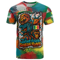 Senegal T Shirt with Colorful Wildlife Graffiti and Nature Rises Roars Design - Wonder Print Shop