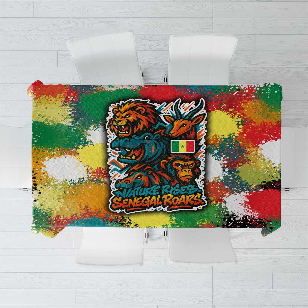 Senegal Tablecloth with Colorful Wildlife Graffiti and Nature Rises Roars Design - Wonder Print Shop