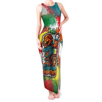 Senegal Tank Maxi Dress with Colorful Wildlife Graffiti and Nature Rises Roars Design - Wonder Print Shop