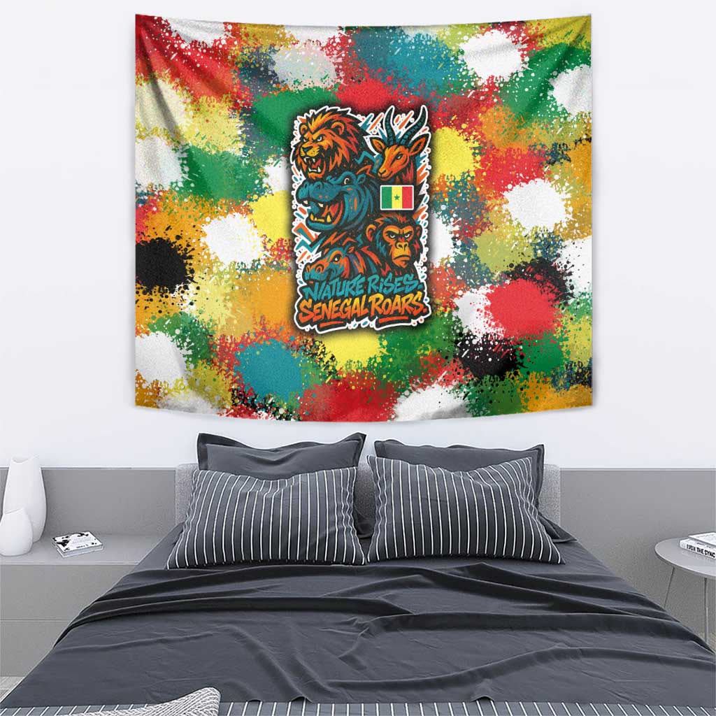 Senegal Tapestry with Colorful Wildlife Graffiti and Nature Rises Roars Design - Wonder Print Shop