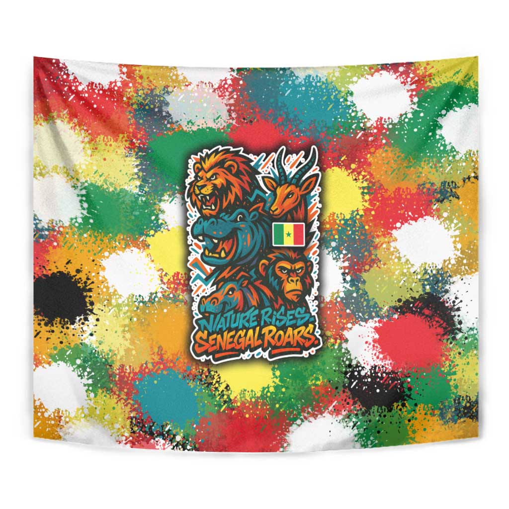 Senegal Tapestry with Colorful Wildlife Graffiti and Nature Rises Roars Design - Wonder Print Shop