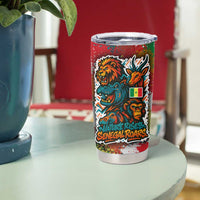 Senegal Tumbler Cup with Colorful Wildlife Graffiti and Nature Rises Roars Design - Wonder Print Shop