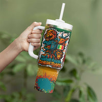 Senegal Tumbler With Handle with Colorful Wildlife Graffiti and Nature Rises Roars Design - Wonder Print Shop