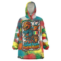 Senegal Wearable Blanket Hoodie with Colorful Wildlife Graffiti and Nature Rises Roars Design - Wonder Print Shop