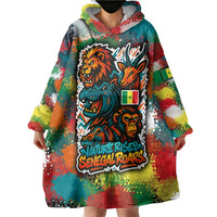 Senegal Wearable Blanket Hoodie with Colorful Wildlife Graffiti and Nature Rises Roars Design - Wonder Print Shop