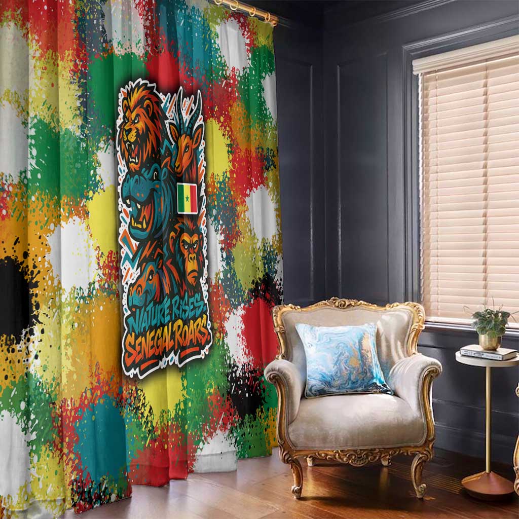 Senegal Window Curtain with Colorful Wildlife Graffiti and Nature Rises Roars Design - Wonder Print Shop