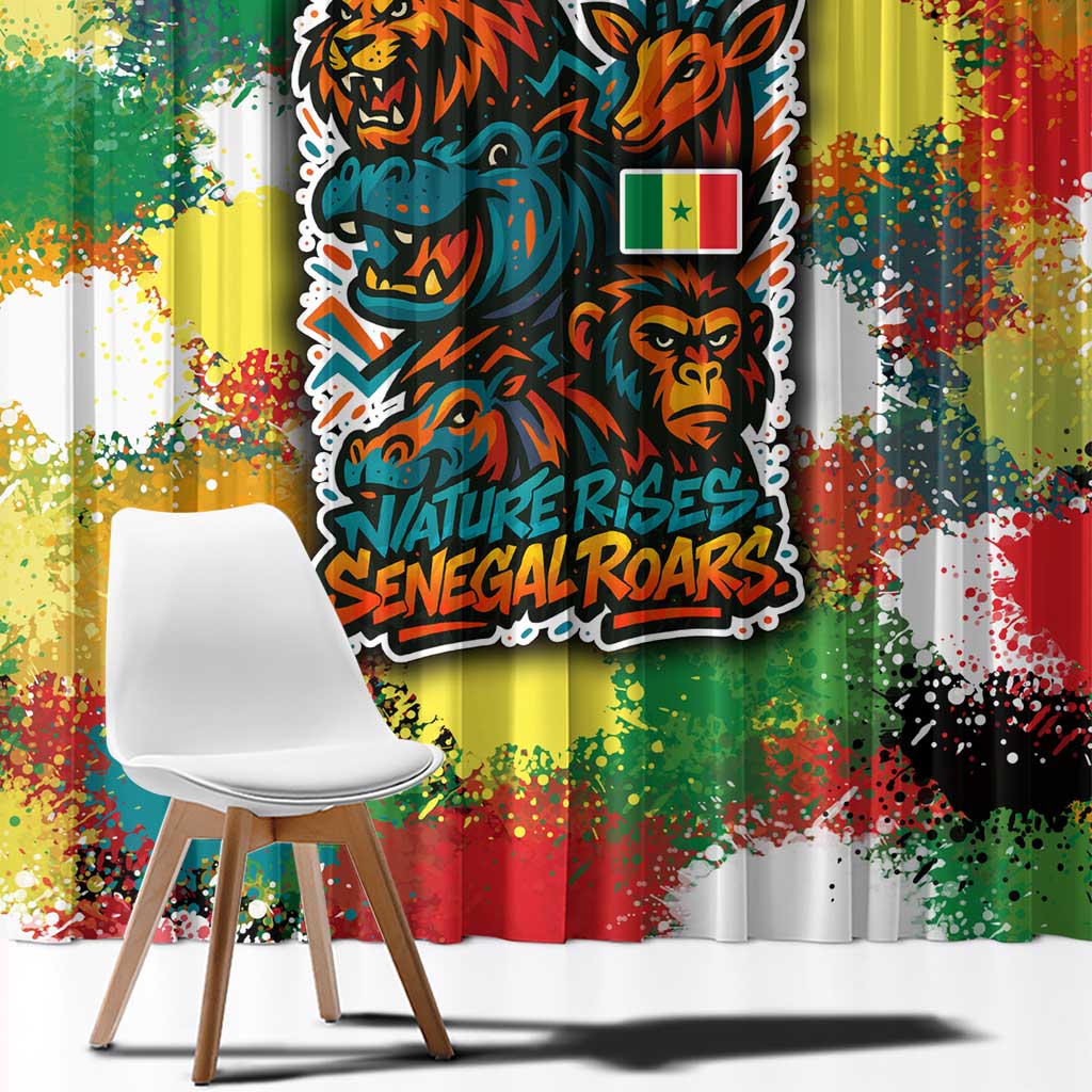 Senegal Window Curtain with Colorful Wildlife Graffiti and Nature Rises Roars Design - Wonder Print Shop